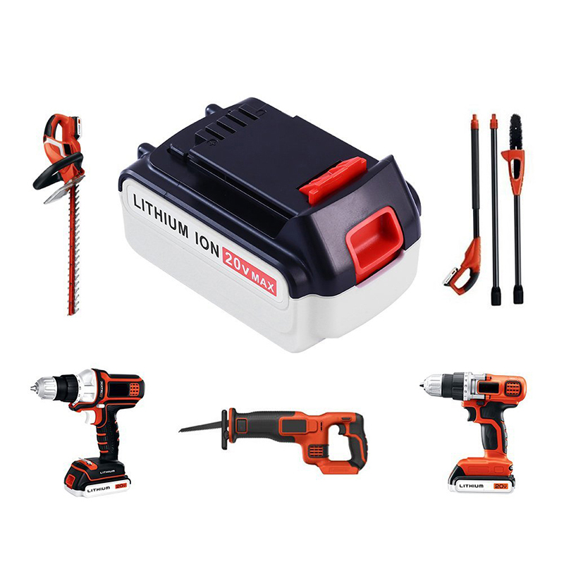 Li-ion 20V 4000 mAh utbytningsbatterier för Black \u0026 Decker LB20, LBX20, LBX4020, LB2X4020 trådlösa verktyg