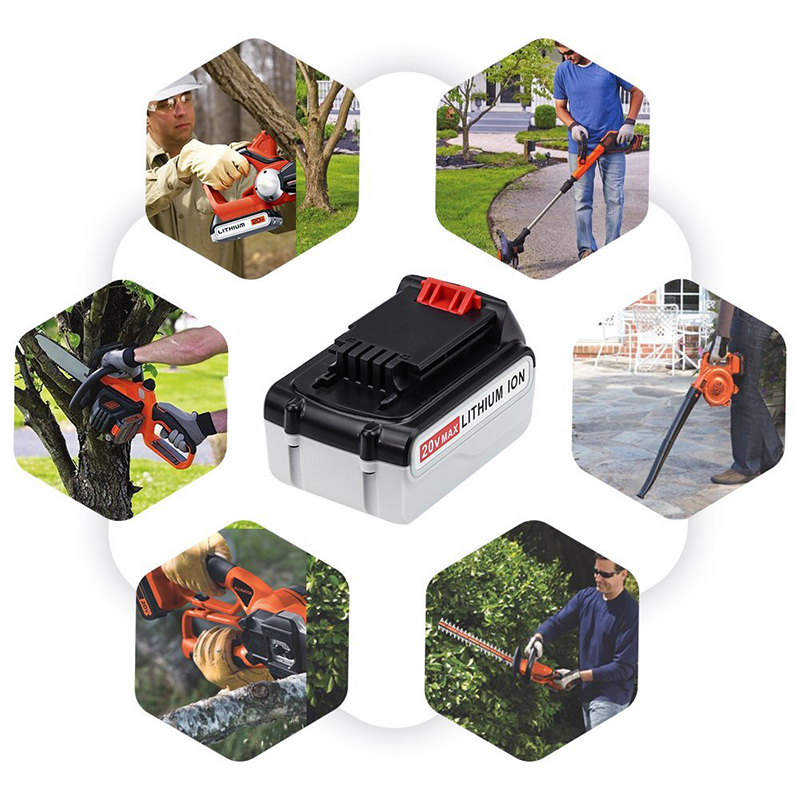 Li-ion 20V 4000 mAh utbytningsbatterier för Black \u0026 Decker LB20, LBX20, LBX4020, LB2X4020 trådlösa verktyg